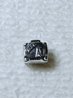 Authentic Pandora Retired Sterling Silver Suitcase Travel Charm